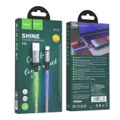Кабель HOCO U112 Type-C, 1,0м, 3,0A, светящийся, серый