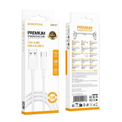 Кабель BOROFONE BX117 Lightning, 2,4A, 1,0м, нейлон, белый