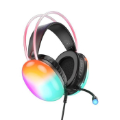 Наушники HOCO W109 полноразмерные, с микрофоном HD, игровые, с подсветкой, чёрные