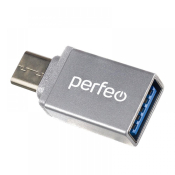 Переходник (Адаптер) OTG Type-C - USB 3.0, M-F, PERFEO PF-VI-O006 (A4270), серебро