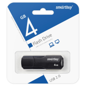 Флеш-карта SMARTBUY  4GB Clue, USB 2.0, чёрная