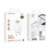 Адаптер BOROFONE BA94A USB + Type-C, PD30W, QC3.0, белый