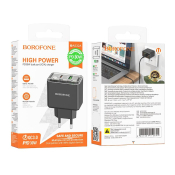 Адаптер BOROFONE BAS32A USB + Type-C, 3,0A, 18W, QC 3.0, PD30W, чёрный