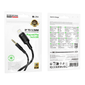 Кабель AUX BOROFONE BL25A Jack3,5 - Lightning, M-M, 1,0м, чёрный (пакет)