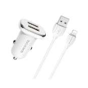 АЗУ BOROFONE BZ12 2 USB, 2,4A, с кабелем Lightning, белый