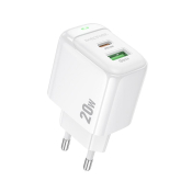 Адаптер BOROFONE BAS44A USB + Type-C, 3,0A, 18W, QC 3.0, PD20W, белый