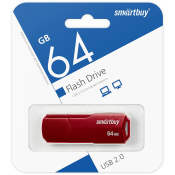 Флеш-карта SMARTBUY 64GB Clue, USB 2.0, бордовая