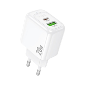 Адаптер HOCO CS54A USB + Type-C, 3,0A, 18W, QC3.0, PD20W, белый