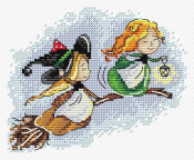 Набор для вышивания Жар-Птица "Полёт на метле" М-674 (11*13см)