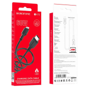 Кабель BOROFONE BX70 Type-C - Type-C, PD60W, 3,0A, 1,0м, чёрный