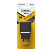 Адаптер BOROFONE BA36A USB, 3,0A, 18W, QC3.0, чёрный