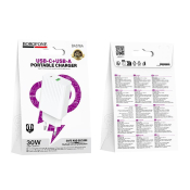 Адаптер BOROFONE BAS76A USB + Type-C, 3,0A, PD30W, QC 3.0, белый