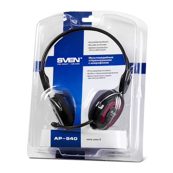 Наушники SVEN AP-540 накладные, с микрофоном, черно-красные 2