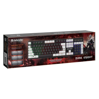Клавиатура DEFENDER Dark Knight GK-077, USB, игровая, мультимедийная, с подсветкой, чёрно-белая 2