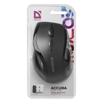 Мышь DEFENDER Accura MM-295, беспроводная, USB, 6 кнопок, чёрная 3