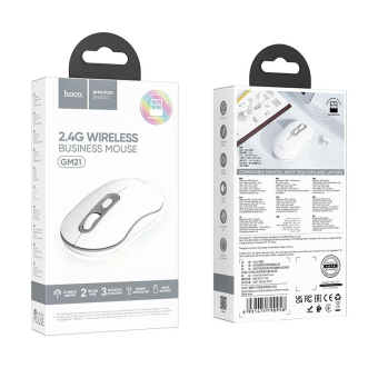 Мышь HOCO GM21, беспроводная, USB, 1600dpi, бело-серая 3