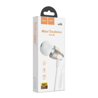Наушники HOCO M59, внутриканальные, с микрофоном, серебро 2