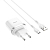 Адаптер HOCO  C12Q USB, 3,0A, 18W, с кабелем Type-C, QC3.0, белый