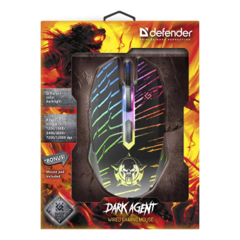 Мышь DEFENDER Dark Agent GM-590L, USB, 12800dpi, игровая, 6 кнопок 4