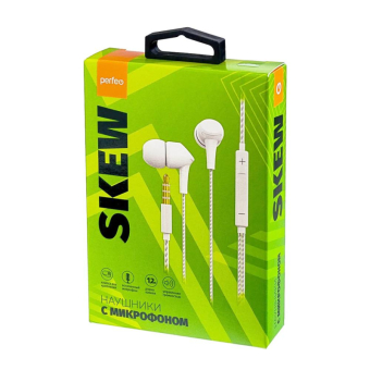 Наушники PERFEO Skew внутриканальные, с микрофоном, белые 2