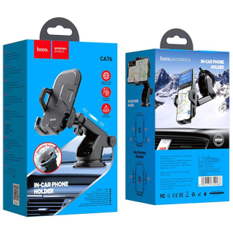 Автомобильный держатель HOCO CA76, краб, крепление на стекло/панель, чёрный 2