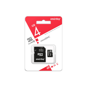 Карта памяти SMARTBUY  4GB MicrоSD + адаптер, Class 10 2