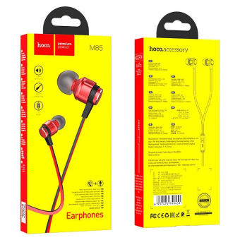 Наушники HOCO M85, внутриканальные, с микрофоном, красные 2