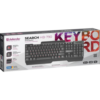 Клавиатура DEFENDER Search HB-790 RU, USB, мультимедийная, черная 2