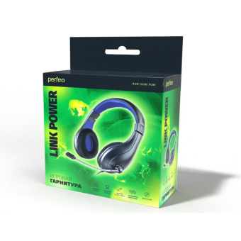 Наушники PERFEO Link Power, полноразмерные, с разъемом для компьютера, черно-синие 2