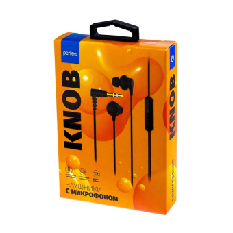 Наушники PERFEO Knob, внутриканальные, с микрофоном, черные 2