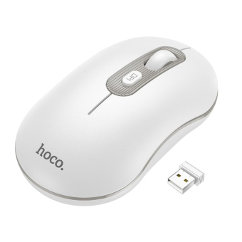 Мышь HOCO GM21, беспроводная, USB, 1600dpi, бело-серая 1