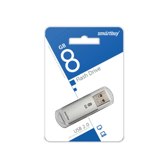 Флеш-карта SMARTBUY  8GB V-Cut, USB 2.0, серебро 2