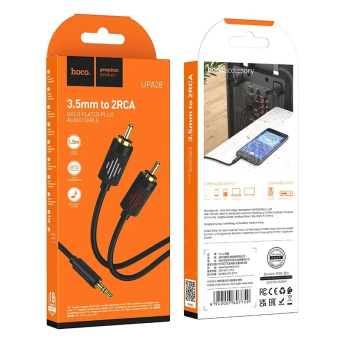 Кабель AUX HOCO UPA28 Jack3,5 - 2RCA, F-M, 1.5м, чёрный 2