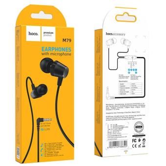 Наушники HOCO M79, внутриканальные, с микрофоном, чёрные 2