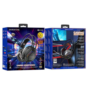Наушники BOROFONE BO105 полноразмерные, игровые, с микрофоном, чёрные 2