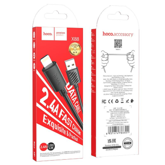 Кабель HOCO X88 Lightning, 1,0м, чёрный 2
