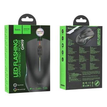 Мышь HOCO GM19, USB, 1600dpi, с подсветкой, чёрная 2