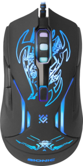 Мышь DEFENDER Bionic GM-250L, USB, 3200dpi, игровая, с подсветкой, 6 кнопок, черная 1