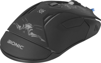 Мышь DEFENDER Bionic GM-250L, USB, 3200dpi, игровая, с подсветкой, 6 кнопок, черная 6