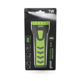 Фонарь GAUSS GF101, 1 свет.1W, аккум.  2