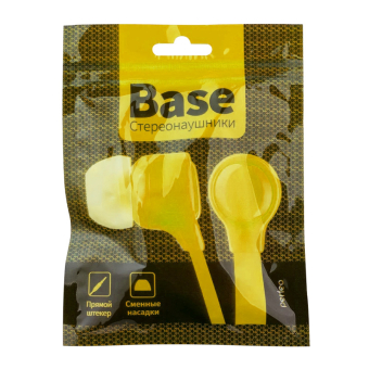 Наушники PERFEO Base внутриканальные, жёлтые 2