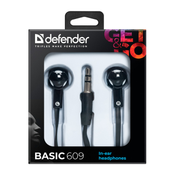 Наушники DEFENDER Basic 609 внутриканальные, черно-белые 2