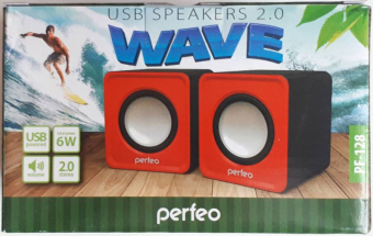 Колонки PERFEO PF-128R Wave, 2x3W, красные 1