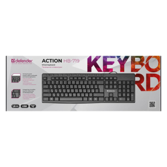 Клавиатура DEFENDER Action HB-719, мультимедийная, USB, чёрная 2