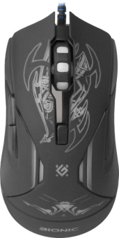 Мышь DEFENDER Bionic GM-250L, USB, 3200dpi, игровая, с подсветкой, 6 кнопок, черная 4