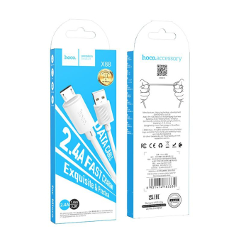 Кабель HOCO X88 MicroUSB, 1,0м, белый 2