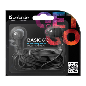 Наушники DEFENDER Basic 618 внутриканальные, чёрные 2