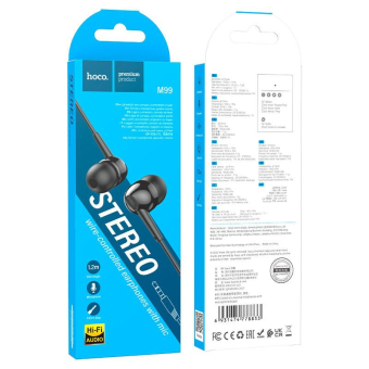 Наушники HOCO M99, внутриканальные, с микрофоном, чёрные 2
