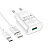 Адаптер HOCO C109A USB, 3,0A, 18W, с кабелем Type-C, QC3.0, белый