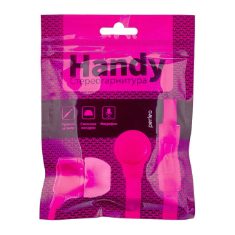 Наушники PERFEO Handy внутриканальные, с микрофоном, розовые 2